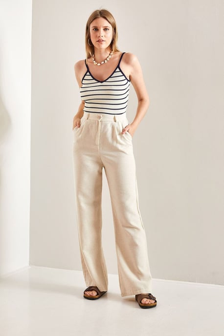 Hochtaillierte Palazzo-Hose mit Falten - Image 3