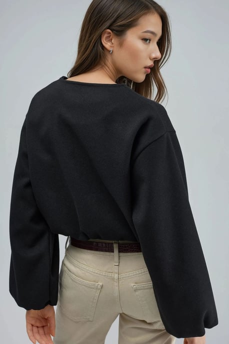 Kurze Gabardinejacke mit Reißverschluss und Tasche - Image 4