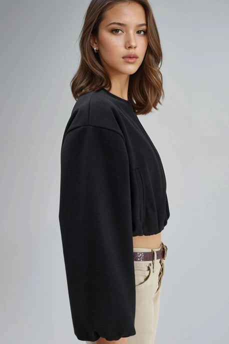 Kurze Gabardinejacke mit Reißverschluss und Tasche - Image 6