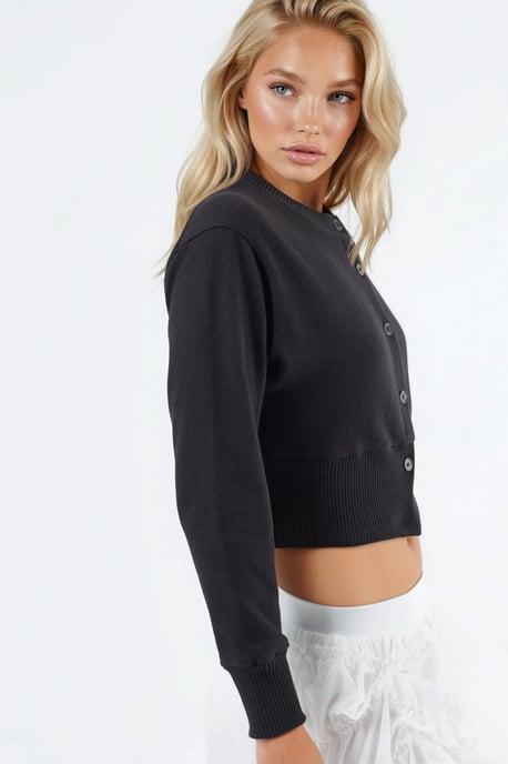 Lässige Kurzjacke mit Rundhalsausschnitt und Knöpfen - Image 3