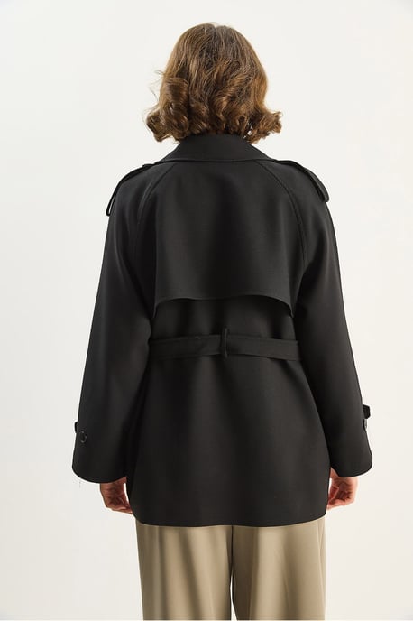 Baumwollmischung Midi-Trenchcoat mit Knopfverschluss - Image 6
