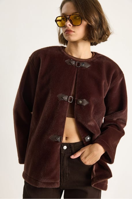 Texturierter Gabardine-Mantel mit Knopfleiste und Jacketkragen - Image 2