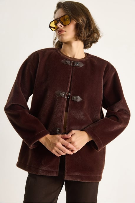 Texturierter Gabardine-Mantel mit Knopfleiste und Jacketkragen - Image 4