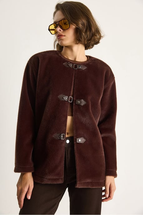 Texturierter Gabardine-Mantel mit Knopfleiste und Jacketkragen - Image 5
