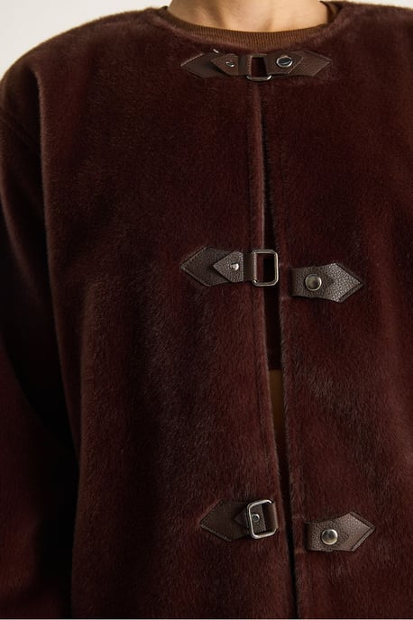 Texturierter Gabardine-Mantel mit Knopfleiste und Jacketkragen - Image 6