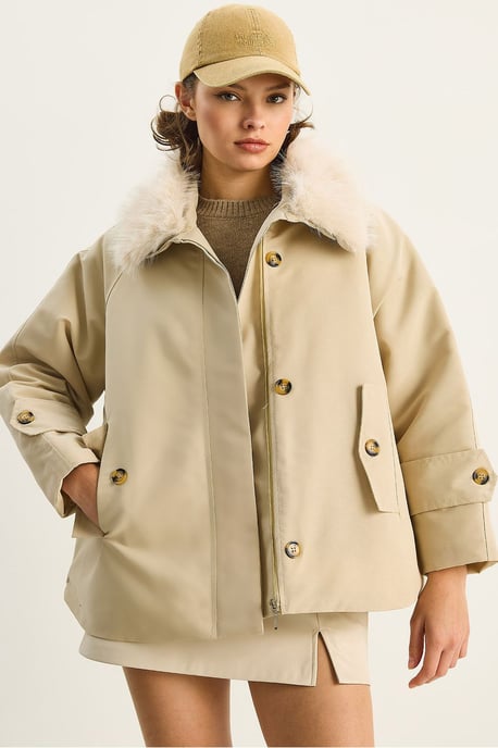 Reißverschlussjacke mit Kunstfellkragen - Image 1