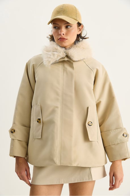 Reißverschlussjacke mit Kunstfellkragen - Image 5