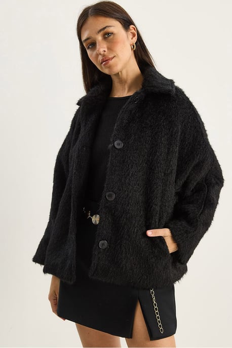 Übergroße Plüschjacke mit Knopfverschluss - Image 1