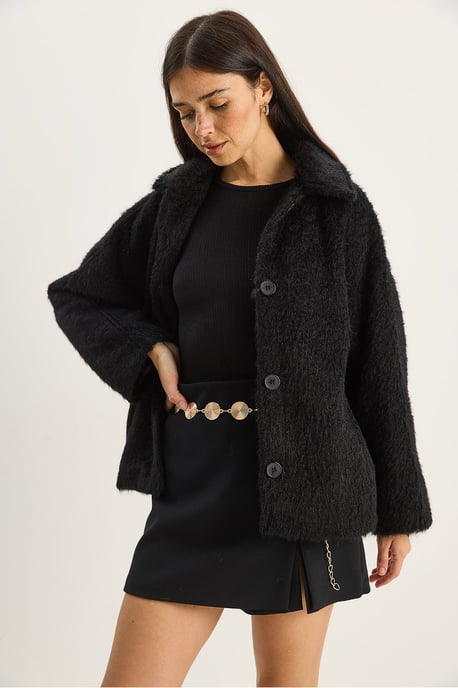Übergroße Plüschjacke mit Knopfverschluss - Image 3