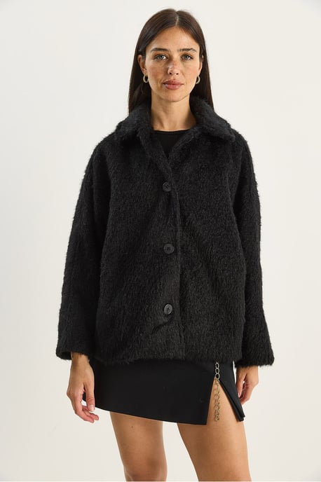 Übergroße Plüschjacke mit Knopfverschluss - Image 4