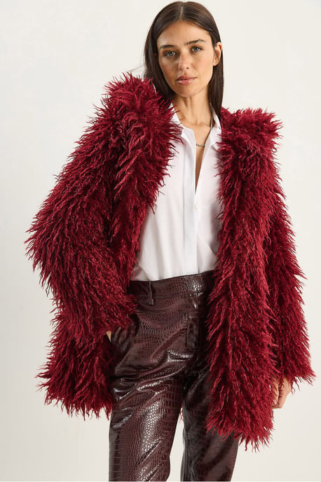 Oversized Kapuzenjacke aus Kunstfell - Image 1