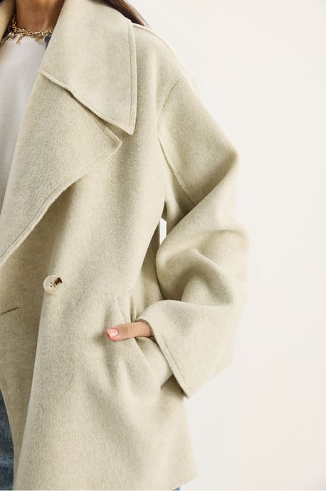 Übergroße geknöpfte Filzjacke mit breitem Kragen - Image 6