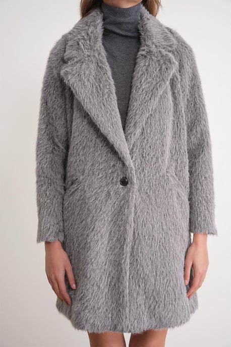 Strukturierter langer Mantel mit Kragenjacke - Image 5