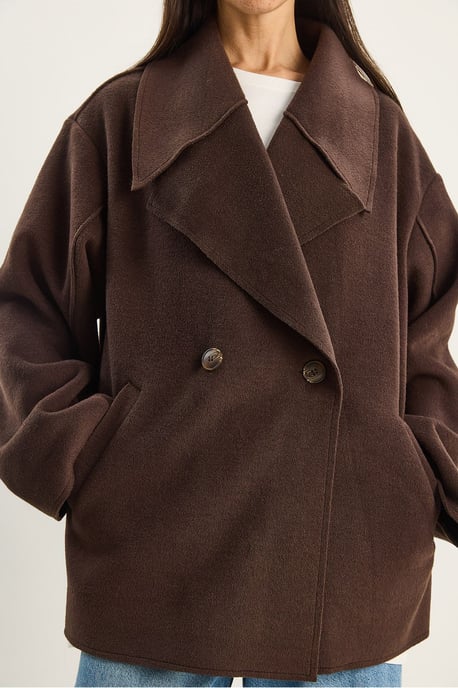 Übergroße, geknöpfte Filzjacke mit breitem Kragen - Image 5