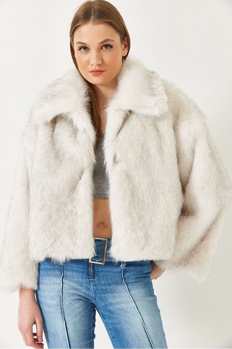 Gekürzter offener Fleece-Mantel mit langen Ärmeln - Image 2