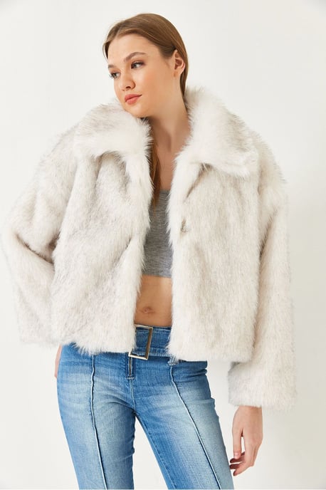 Gekürzter offener Fleece-Mantel mit langen Ärmeln - Image 3