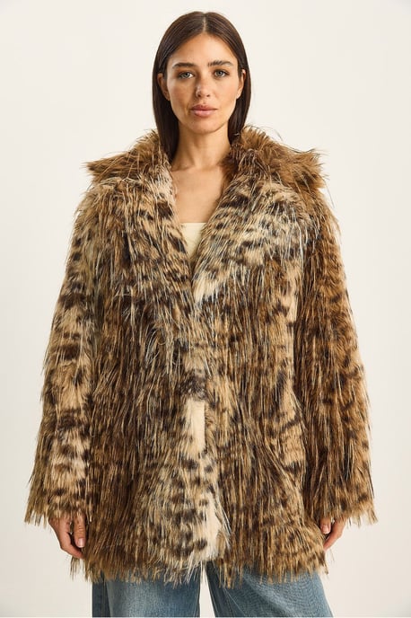 Übergroße Leopardenmuster Kunstpelzjacke - Image 6