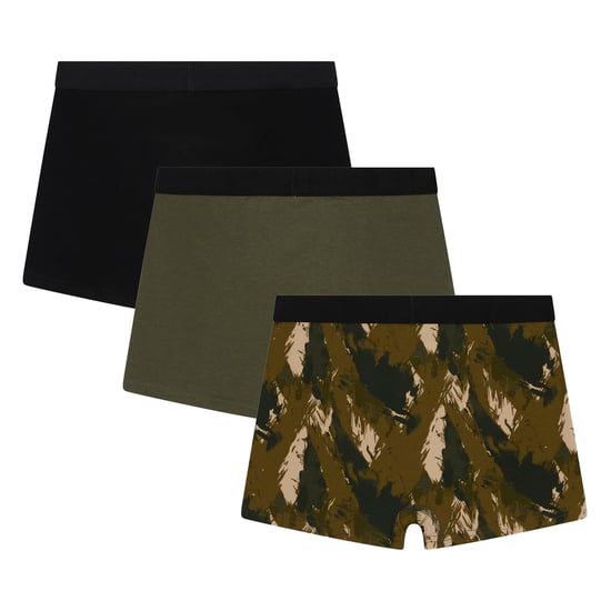 3er-Pack Jungen Boxershorts Schwarz, Oliv & Allover-Print Weiche Atmungsaktive Unterwäsche - Image 2