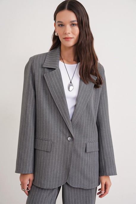 Gestreifter Oversize-Blazer - Image 1