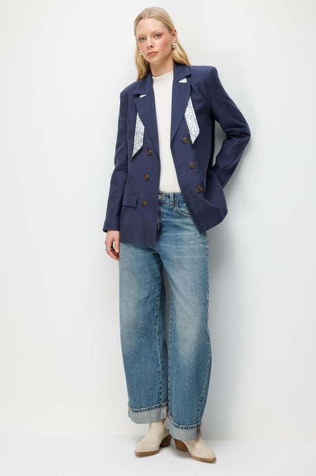 Leinenblazerjacke mit Schal-Detail - Image 2