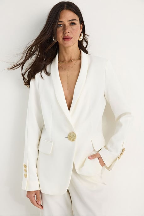 Langer Blazer mit Schalkragen aus Kunstleder - Image 1