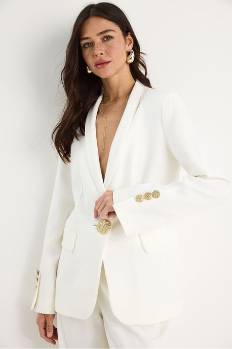 Langer Blazer mit Schalkragen aus Kunstleder - Image 4