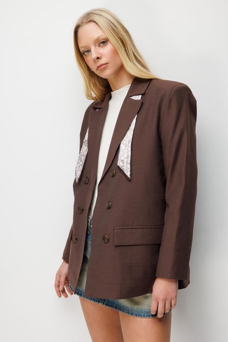 Leinenblazerjacke mit Schal-Detail - Image 2
