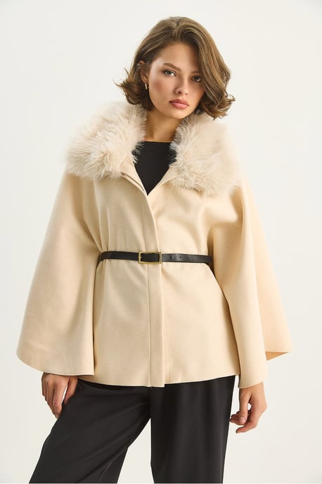 Wollmischung Overcoat mit Kunstfellkragen - Image 2