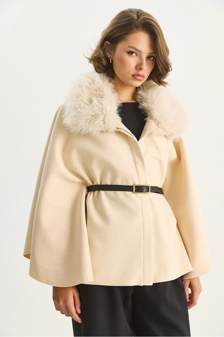 Wollmischung Overcoat mit Kunstfellkragen - Image 3