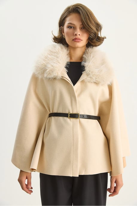 Wollmischung Overcoat mit Kunstfellkragen - Image 4