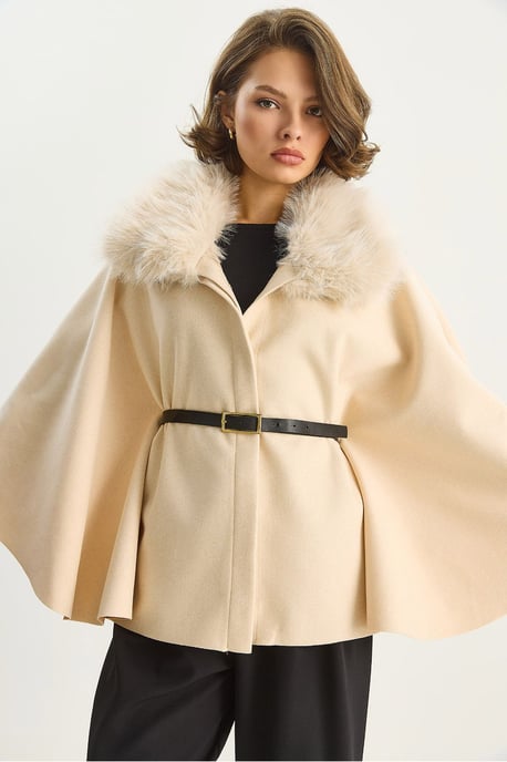 Wollmischung Overcoat mit Kunstfellkragen - Image 5