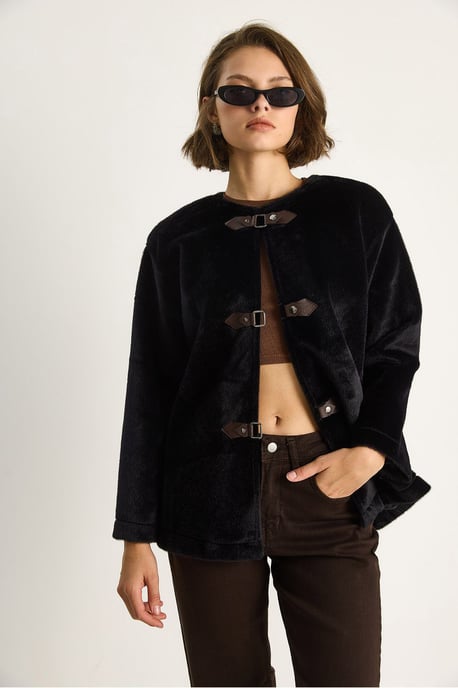 Texturierter Gabardine-Mantel mit Knopfleiste und Jacketkragen - Image 2