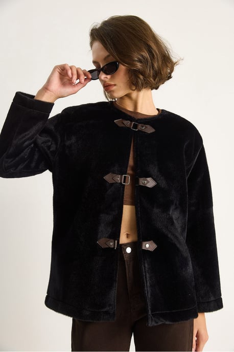 Texturierter Gabardine-Mantel mit Knopfleiste und Jacketkragen - Image 3