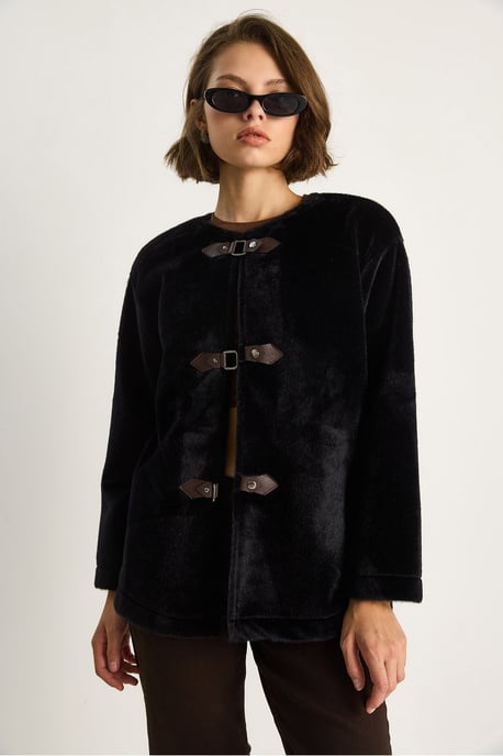 Texturierter Gabardine-Mantel mit Knopfleiste und Jacketkragen - Image 4
