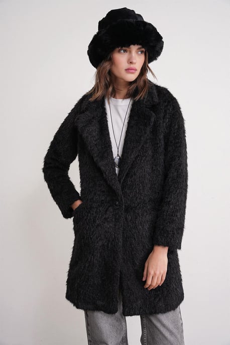 Strukturierter langer Mantel mit Jacketkragen - Image 1