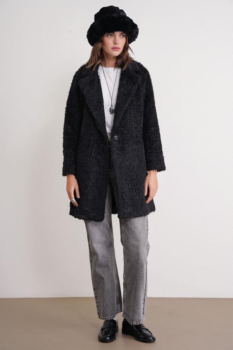 Strukturierter langer Mantel mit Jacketkragen - Image 2
