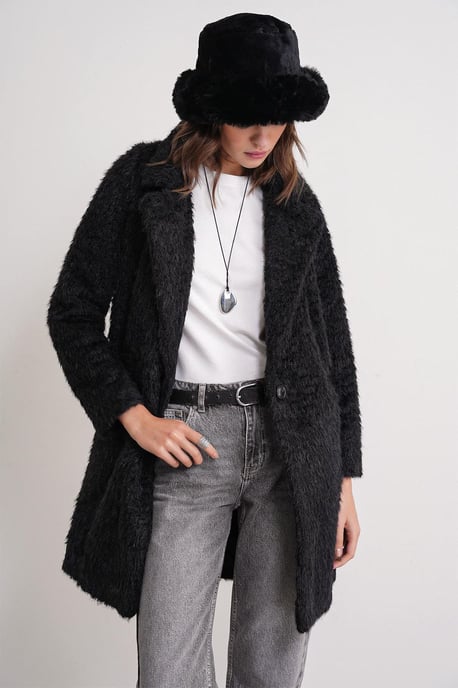Strukturierter langer Mantel mit Jacketkragen - Image 3