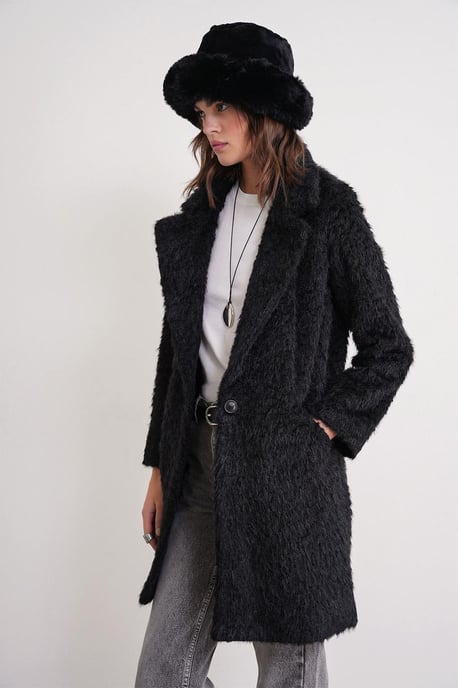 Strukturierter langer Mantel mit Jacketkragen - Image 4
