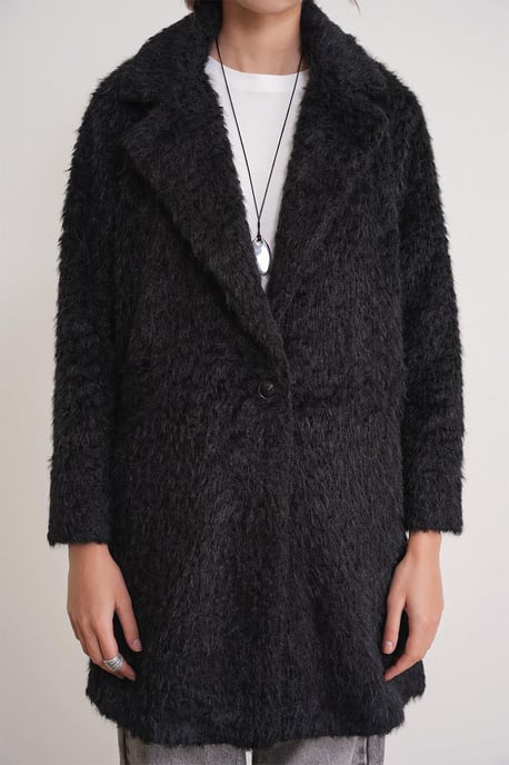 Strukturierter langer Mantel mit Jacketkragen - Image 5