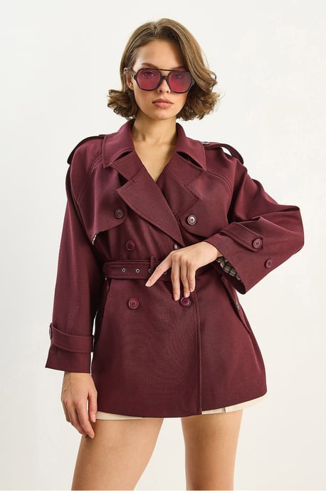Baumwollmischung Midi-Trenchcoat mit Knopfverschluss - Image 2