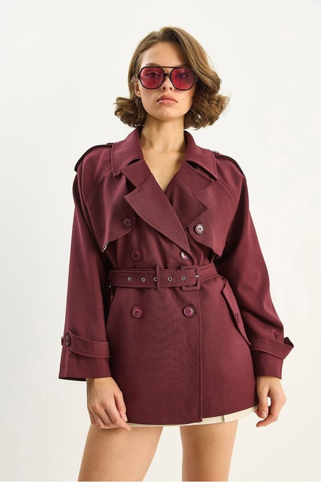 Baumwollmischung Midi-Trenchcoat mit Knopfverschluss - Image 5