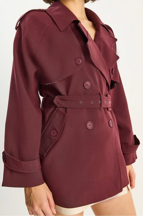 Baumwollmischung Midi-Trenchcoat mit Knopfverschluss - Image 6
