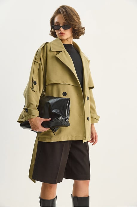 Knopfverzierter Midi-Trenchcoat - Image 3