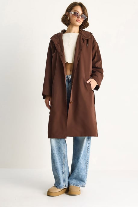 Übergröße Midi-Trenchcoat mit Schal-Kragen - Image 1