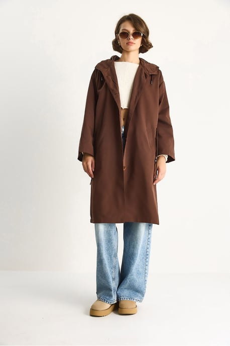 Übergröße Midi-Trenchcoat mit Schal-Kragen - Image 2