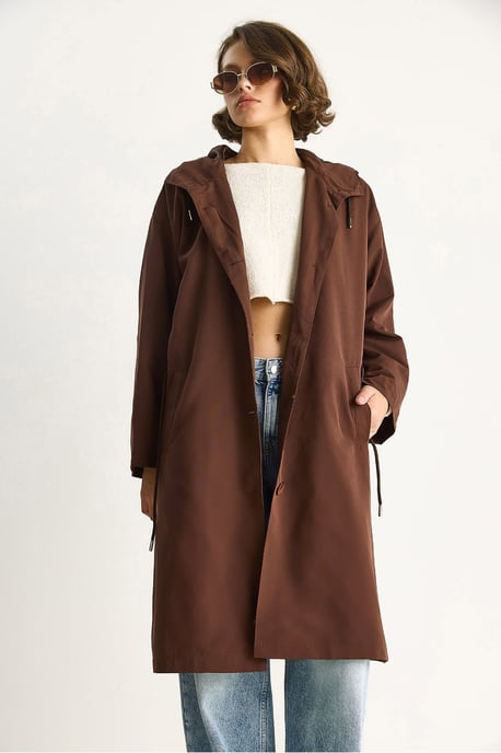 Übergröße Midi-Trenchcoat mit Schal-Kragen - Image 3