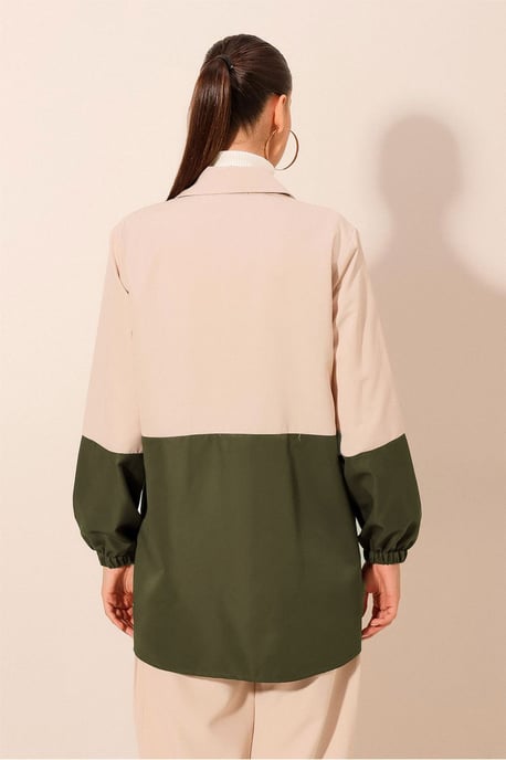 Farbblockierter Trenchcoat mit Reißverschluss - Image 3
