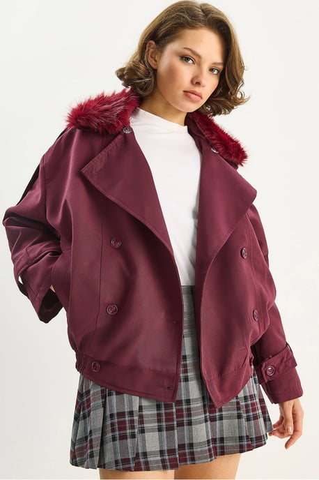 Trenchcoat mit Kunstfellkragen - Image 1