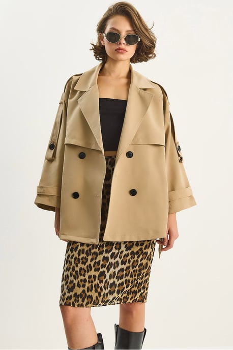 Knopfverzierter Midi-Trenchcoat - Image 1