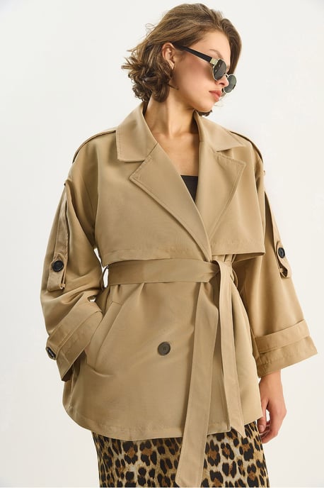Knopfverzierter Midi-Trenchcoat - Image 5